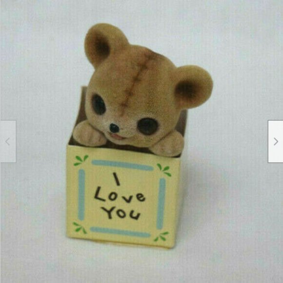 Josef Originals Flocked Fuzzy Wazzy I Love You Teddy Bear Figurine Baby Block - Picture 1 of 5
